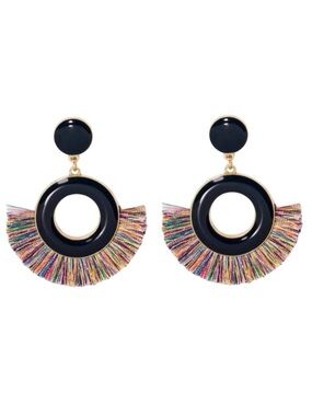 SugarFix Blue/Multi Fringe Closed Hoop Drop Earrings (NWOT)